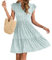 AUSELILY Damen Sommerkleid V-Ausschnitt Kleider Rüschen Ärmel Minikleid Elastische Taille Freizeitkleid mit Taschen Grünes Hufeisen XL