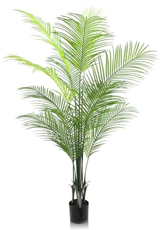 GOVIRAYE Pianta Finta Palma Areca da Interno Esterno Grande Piante Finte da Esterni con Foglie Verdi Realistiche Decorazione Casa Artificiale Albero Topiario Ufficio o Giardino 5FT