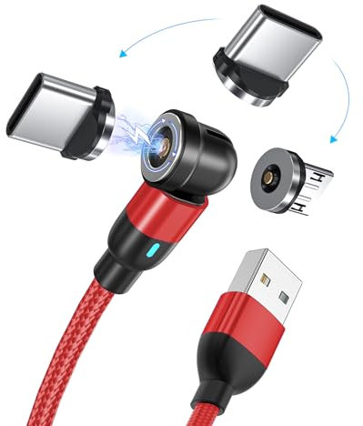 Câble magnétique USB C - Câble de charge magnétique de type C - Avec 2 types C et 1 adaptateur micro USB - Pour Samsung S23 S22 Huawei Honor Xiaomi Redmi (2 m)