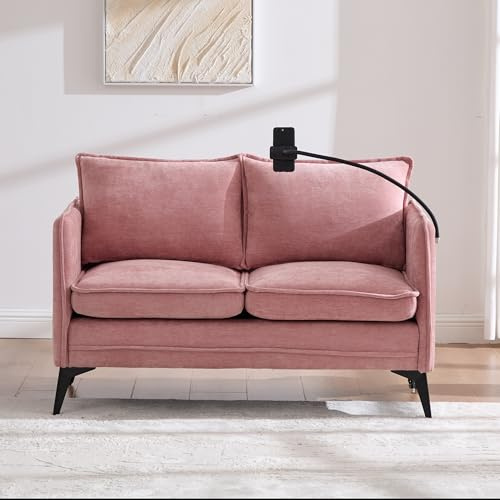 SUKY Moderno divano doppio in tessuto, con tasca laterale e supporto per cellulare regolabile, adatto per soggiorno, balcone, camera da letto (rosa)