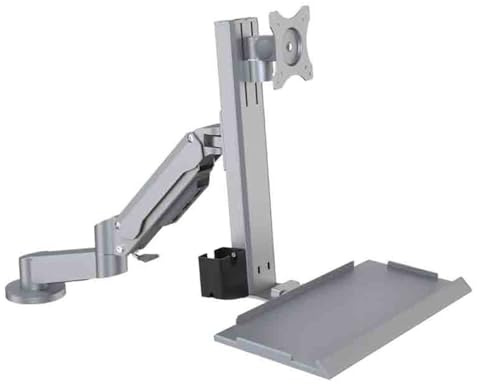 CJHFR472SG Braccio per monitor Supporto for monitor con tastiera di ingegneria a due bracci, girevole, regolabile, argento, stile scrivania Accessori per scrivania