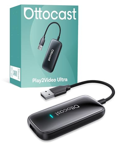 OTTOCAST Play2Video Ultra 2025 Upgrade Wireless CarPlay Android Auto Dongle, Netflix YouTube 3-in-1 CarPlay, Android Auto & Video Mode, For OEM Wired CarPlay Cars 2016+