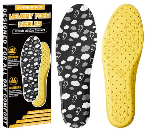 Memory Foam Insoles for Men Women, Cushioned Inserts for All Day Comfort-F | Soft memory foam cushioning provides all day comfort and shock absorption for running, walking, hiking and hours at work