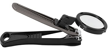 Sorandy Tragbarer, Robuster Nagelknipser mit Abnehmbarer Lupe, Arbeitsersparnis für Senioren, Geeignet für Dicke und Harte Nägel, Legierung + ABS (BLACK)