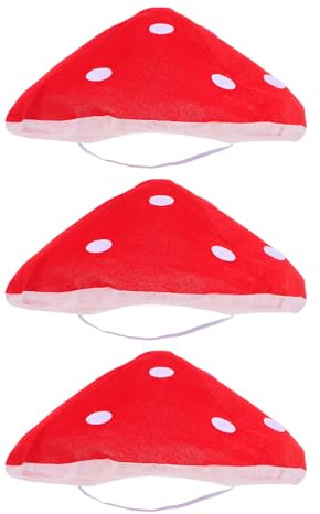 WATIIFUFU Roter Pilzhut 3 Stück aus Gewebe, Fliegenpilz Partyhüte für Damen | 18cm Innendurchmesser, Pilzkostüm Requisiten für Kinder, Pilz Kopfbedeckung für Reise und Feiern