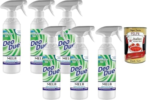 Deo Due Profumatore Bifase Mela Professional Line 6x500ml Textilparfüm Wäscheduft Spray Apfelduft Geruchsneutralisierer Textilerfrischer Stoffspray für Kleidung Sofa Vorhänge + Italian Gourmet polpa