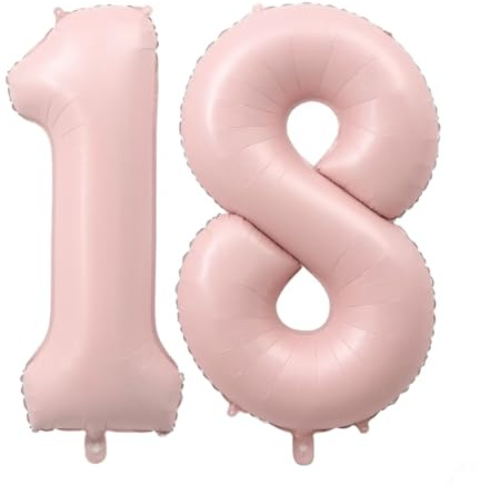 Alaoo Folienballon 18, Rosa Luftballon 18 Geburtstag Zahl, 40 Zoll Creme