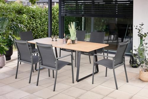 Primaster Garten-Essgruppe Rovigo + Fano 6 Personen Aluminium Hellbraun/anthrazit