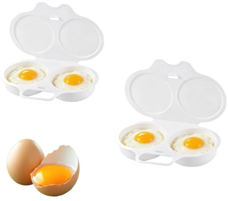2 Stück Eierkocher Mikrowelle, Mikrowellen Eierkocher für pochierte Eier und Omelett, Praktischer Mikrowellen-Eierkocher, Ideal für schnelles Frühstück und kleine Küchen