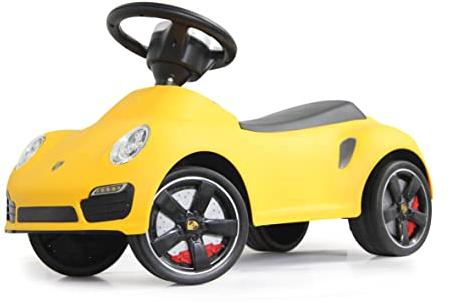 JAMARA Porsche 911 gelb – Kippschutz, Flüsterreifen, echte Scheinwerferattrappen, Hupe am griffigen Lenkrad, offiziell lizenziert mit originalgetreuer Optik, wertige Verarbeitung