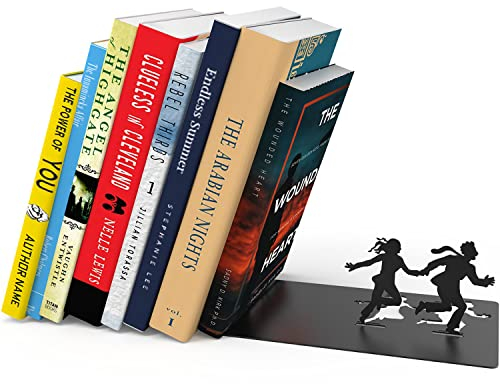Stylische Metall Buchstütze in Schwarz - Bücherhalter für jeden Winkel, Regalbrett, Schreibtisch, Desk - Deko Buch Organizer Bücherhalter - die coolste Geschenkidee (Lauf Weg)