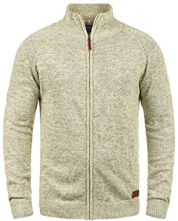 Blend Daniri Herren Strickjacke Cardigan Feinstrick Mit Stehkragen und Reißverschluss, Größe:XL, Farbe:Bone White (70016)