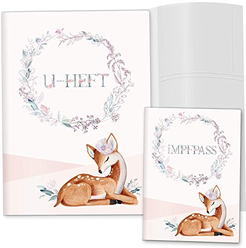 OLGS U-Hefthülle und Impfpass Hülle Set Rehkitz Stella – 3-teiliges Set für Kinder ohne Personalisierung