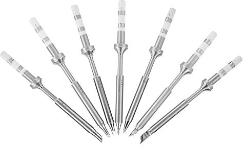 TOPINCN 7 Types Mini Stainless Steel Soldering Iron Tip Replacement for Ts100 Portable Outdoor Soldering Iron Kit (7Pcs Soldering Tips (1Pc of Each Type))