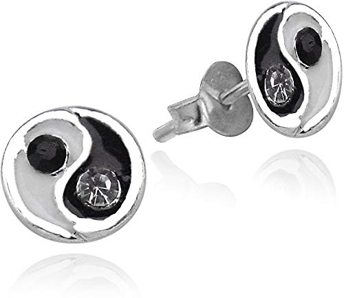 LUISIA® Ohrstecker Yin Yang mit Kristall von Swarovski® - 925 Sterling Silber