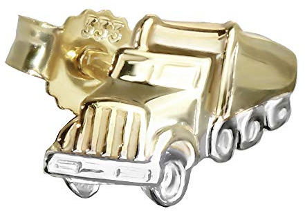 NKlaus Einzel LKW Truck 333 Gold 8 Karat Ohrstecker Bicolor 10 * 7mm Ohrring männer 4849
