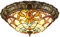 Tiffany Stil Deckenleuchte LED 36W 3000K Warmlicht Retro Decken-Lampe Bronze Metall und Glasmalerei Deckenbeleuchtung Wohnzimmer Schlafzimmer Esszimmer Esstisch Balkon,φ52CM