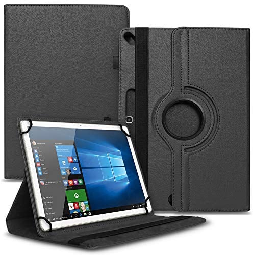 NAUCI Tablet Schutz Hülle kompatibel für Wortmann Terra Pad 1006 Schutzhülle Tasche Kunstleder mit Standfunktion 360 Drehbar, Farben:Schwarz