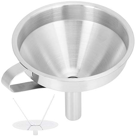 Imbuto in acciaio inossidabile, imbuto da cucina con filtro a filtro per liquidi, spezie, polvere, oli(15CM)