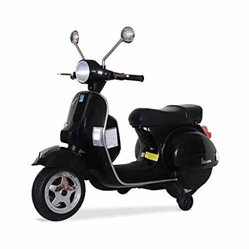Alice's Garden - Vespa PX150, schwarz, Elektromotorrad für Kinder 12V 4,5Ah, 1 Sitzplatz mit Autoradio