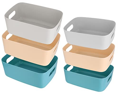 Jttxiu 6 Pezzi Scatola Contenitore Plastica, Scomparto Portaoggetti, Scatole Immagazzinaggio Portaoggetti per Cucina Mensole Cassetti Armadi
