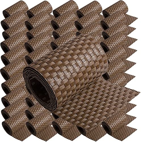 50 x Poly-Rattan Sichtschutzstreifen für Doppelstabzaun Doppelstab Matten Flechtzaun 19|255 cm Braun