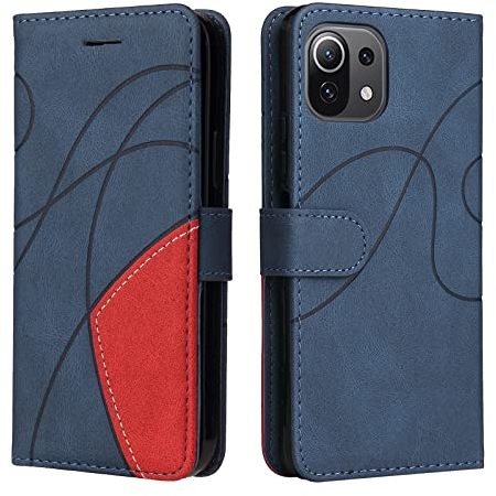 CXTcase Custodia Xiaomi Mi 11 Lite 4G&5G/Xiaomi 11 Lite 5G NE, Flip Wallet Case Cover Custodia per Telefono a Conchiglia in Pelle PU Con Fibbia Magnetica Custodia Xiaomi Mi 11 Lite, Blu