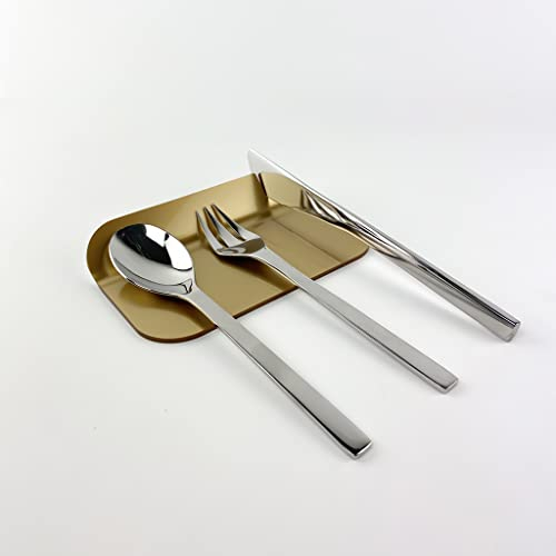 IKONA, Poggia Posate da Tavolo in Plexiglass/Appoggio Posate da Tavola, Set 6 pz, Design Elegante e Funzionale, Idea Regalo Elegante per Mise En Place, Colore Oro, Large, 16 x 11 cm, Made in Italy