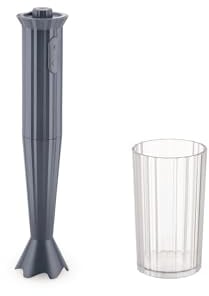 Alessi Plissé MDL10 G, Batidora de Inmersión de Diseño con Vaso Graduado, en Resina Termoplástica, Enchufe Europeo 500W, Gris