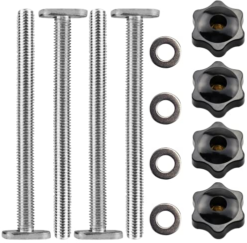 12Pcs Vis De Serrage M8 Boutons à Main En Forme D'éToile Vis Papillon Bouton T-Track éCrous Coulissants Avec 4 Tiges FiletéEs Et 4 éCrous à Bouton Pour Travail Du Bois, éQuipement MéCanique (Modèle T)