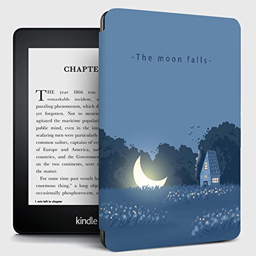 NagpintS Custodia Compatibile con Amazon Kindle Paperwhite 2012-2017 - Custodia PU e-Reader Cover-Moon Fall