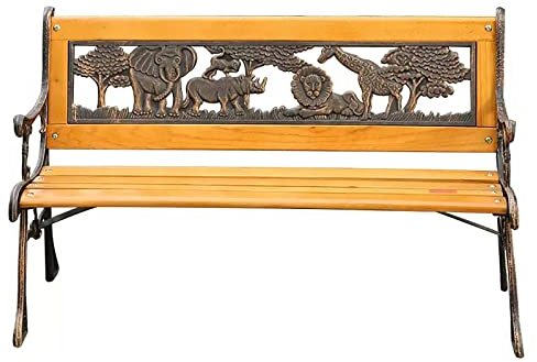 REALN 80 cm/31,5 Gartenbank, Kinderbank, Hartholzsitz und Metallarmlehne für Terrasse, Veranda, Weg, Hof, Rasen