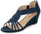 PIZZ ANNU Womens Sandals Mid Wedge Heel Sparkly Glitter Shoes for Ladies Strappy Rhinestones Bridal Wedding Prom Party Navy Size 5