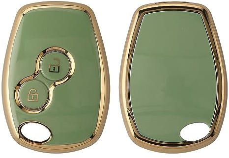 kwmobile Autoschlüssel Hülle kompatibel mit Renault Dacia 2-Tasten Autoschlüssel - Schlüsselhülle Silikon Cover - Grün Gold