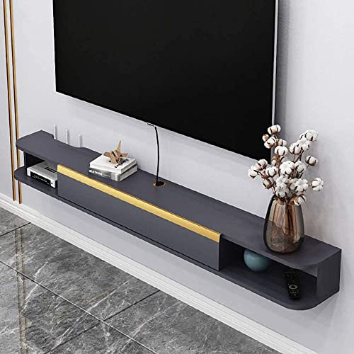 Meuble TV, Meuble TV Flottant Mat, Console De Divertissement Murale Media Center Unité TV pour Salon Chambre/Gris/120Cm