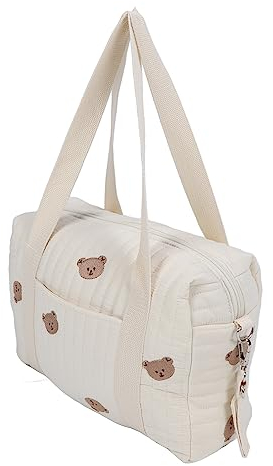 Baby-Kinderwagen-Tasche, Multifunktionaler Universal-Kinderwagen-Organizer, Stickerei, Wiederverwendbare Handtasche, Windeltasche (Bärentasche)