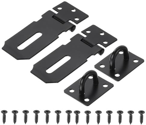 PATIKIL 3 Zoll Türschlösser Hasp Riegel, 2 Stück Edelstahl Scharnier Schloss Vorhängeschloss Klammer Hasp Schloss Riegel Tür Tor Hasp mit Schrauben für Schrank Schublade, Schwarz