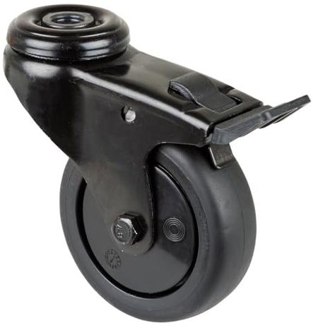 Lenkrolle m.Festst.D.75mm Trgf.60kg Rückenloch 10,2 m.Festst.Gum.schwarz BS ROLL