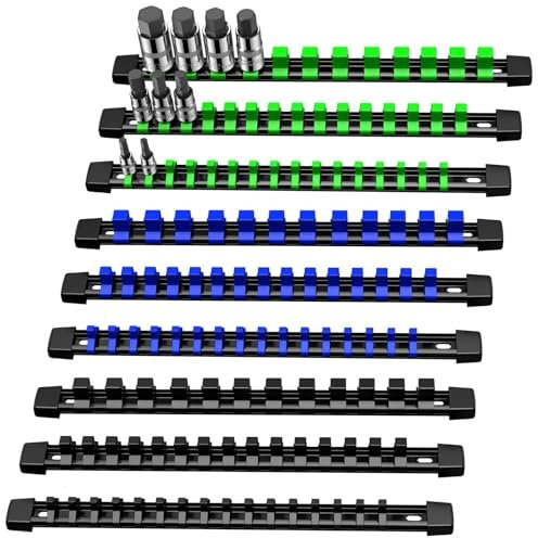 VORXEON 9PCS ABS Socket Organizer Holder Storage Rail 1/4 Inch x 48 Clips and 3/8 Inch x 45 Clips and 1/2 Inch x 36 Clips for Tool Box Drawer