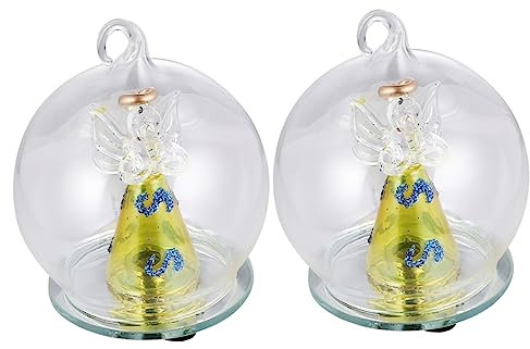 Uonlytech 2St Glasleuchte hängend lovely kuschelig hängelampen Schneekugel LED Lichter Engel Dekor aus Glas Partylichter hängen Schreibtisch Schneeball Leuchter glas lampe schmücken