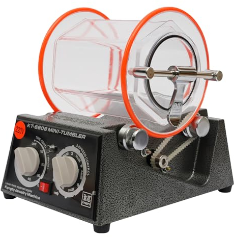 Tambour de polissage de 3 kg - 60 W - Tumbler avec 4 vitesses variables - Contrôle des pièces de monnaie - Cartouches de nettoyage - Polissage des bijoux en laiton et autres métaux