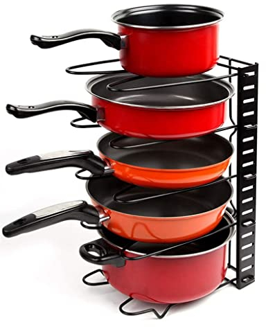 LUJFNRE Estante de almacenaje para Cocina con 5 neumáticos, Organizador de Tapa de Olla, estantes, Soporte, Estante de Almacenamiento de Hierro para Tabla de Cortar, sartén y Olla