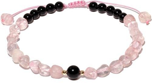 Wizock Spiritual Black Obsidian Beaded Anklet Protection Irregular Tumbled Stones Ankle Bracelets for Women Boho Beach Foot Chain Jewelry (Rose Quartz)