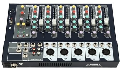 Mixeur professionnel, son stéréo 7 canaux, console de mixage, table de mixage en direct, console de mixage professionnelle avec USB Bluetooth, DJ Audio Sound Mixer Console pour karaoké, chanter, KTV à