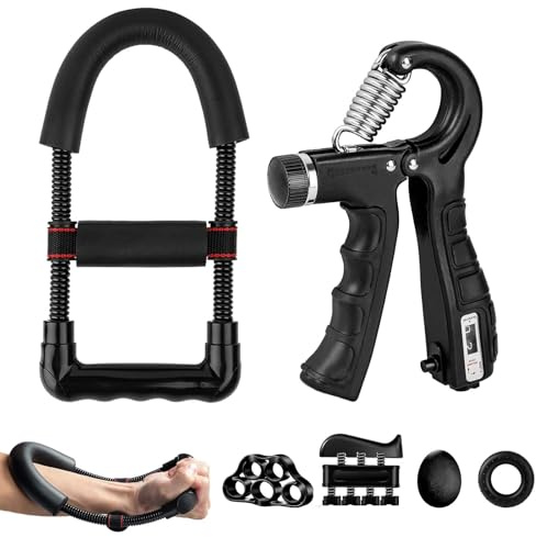 Handtrainer Fingertrainer, Unterarmtrainer, Griffkraft Trainer 6er-Pack, Verstellbarer Grip Trainer, Finger Trainingsgerät, Handgelenk Trainer, Fingerstrecker und Stressabbau-Griffkugel