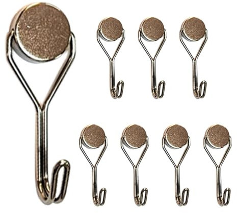 8 Pezzi Ganci Magnetici, Ganci Magnetici Extra Forti, Magnete con Ganci, Potenti Neodimio Calamite, Portata 15 Kg, Adatta per Cucina, Camera da Letto, Frigorifero, Argento