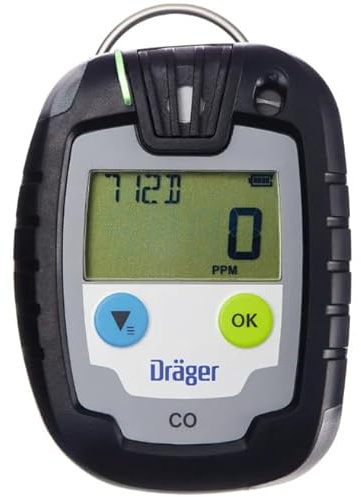 Rilevatore Dräger Pac 6000 CO 8326321, Sensore per Monossido di Carbonio, Triplo Allarme, Display Intuitivo, 64x84 mm