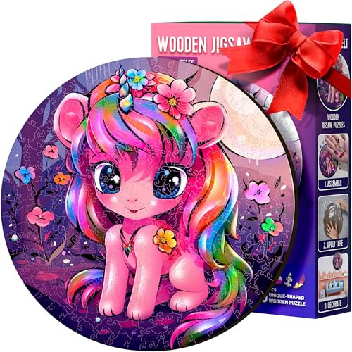 ESC WELT Holzpuzzle Einhorn 300 Teile - Anspruchsvolles Denkspiel für Kinder & Erwachsene - Umweltfreundliches & Unterhaltsames Lernspielzeug - Herausforderndes Spiel - Denkspiel aus Holz