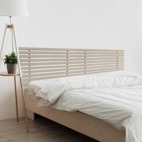 DHOME Recycled Holz Kopfteil MDF Japanischer Stil Paletten Bed Paletten Beschläge inklusive (220cm Dual, Leinen-Finish)