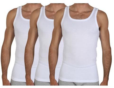 Fragi Canotta Uomo in Puro Cotone Filo di Scozia, Canottiera Intima con Spalla Media in Tessuto Elastico Senza Cuciture Seamless, Made in Italy (IT, Testo, L, Regular, Regular, 3, Bianco)